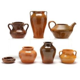 Seven Vintage North Carolina Pottery Vessels