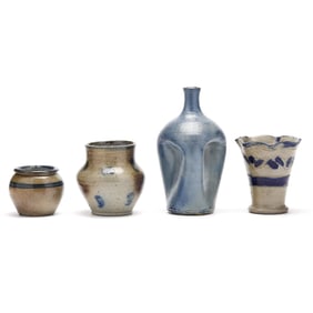 Four Pieces of North Carolina Cobalt Decorated Pottery