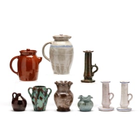 Joe Owen (Moore County, NC, 1910-1986), Nine Pottery Forms