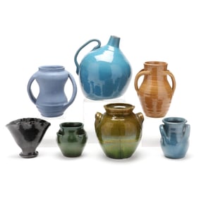 Seven North Carolina Pottery Wares, including J.B. Pottery and Wren Cole
