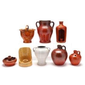 Attributed to J.B. Cole (Steeds, NC), Selection of Eight Pottery Items