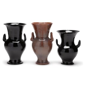 Attributed to J.B. Cole Pottery (Steeds, NC), Three Glazed Pottery Urns