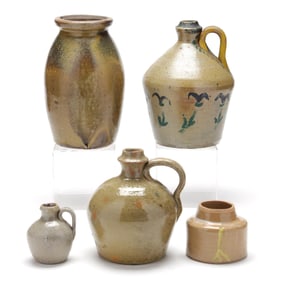 Five Assorted Vintage Stoneware Vessels