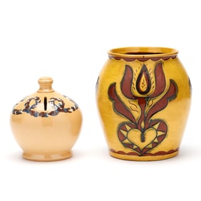 Two Yellow Glaze Pottery Forms