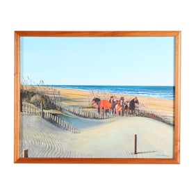 Paul Minnis (NC, b. 1933), Wild Horses in the Sand Dunes