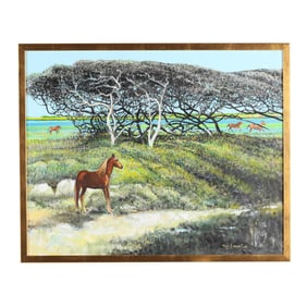 Paul Minnis (NC, b. 1933), Wild Horses in the Marshland