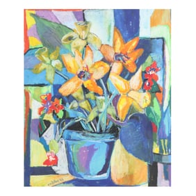Sid Oakley (NC, 1932-2004), Abstract Still Life with Daffodils