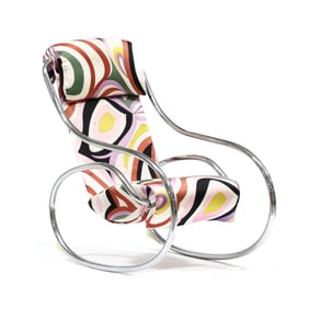 attributed Milo Baughman (American, 1923-2003), Rocking Chair in Emilio Pucci Fabric