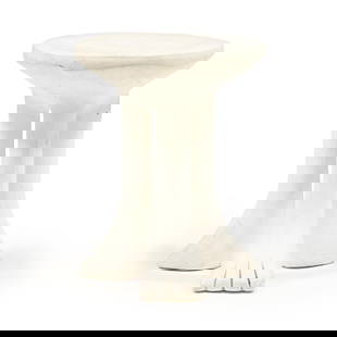 John Dickinson (American, 1919-1982), African Table: John Dickinson (American, 1919-1982), African Tabledesigned 1976, white painted plaster over steel rebar, circular top with tapered underside supported by three legs with stylized club feet, signed to