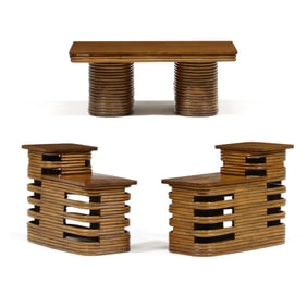 attributed Paul Frankl (American, 1886-1958), Three Rattan Lanai Tables