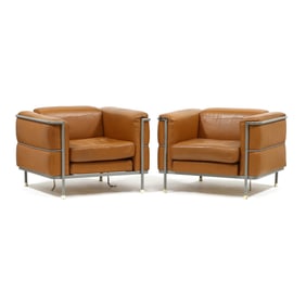 after Le Corbusier, Pair of LC2 Lounge Chairs