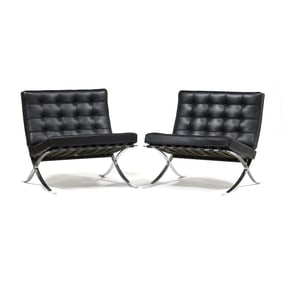 Ludwig Mies van der Rohe (German/American, 1886-1969), Pair of Barcelona Chairs
