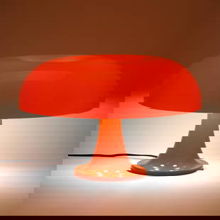 Giancarlo Mattioli (Italy, 1933-2018), Nesso Table Lamp: Giancarlo Mattioli (Italy, 1933-2018), Nesso Table Lampfor Artemide, made in Italy, tangerine technopolymer body and diffuser, four socket form, labeled and marked on the underside.  13 1/2 x 21 x 21