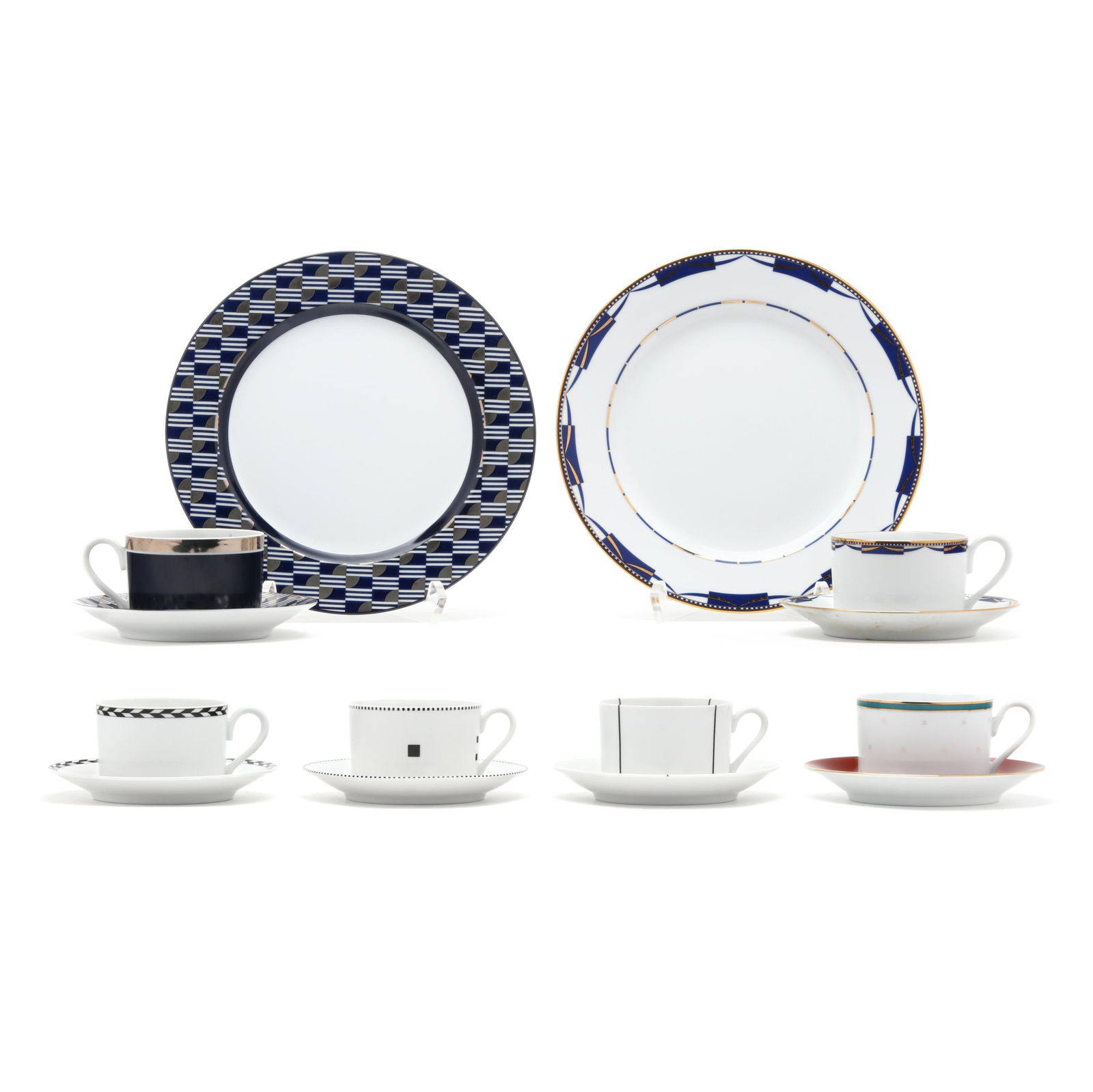 Swid Powell, Partial Set of Porcelain Dinnerware: Swid Powell, Partial Set of Porcelain DinnerwareNew York City based, 1980s, (47) pieces total, the first a set of (11) "Moderne" pieces by Robert A.M. Stern to include: (4) luncheon plates (9 1/4 in.)