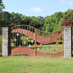 Andrew Preiss (NC), Large Commissioned Forged Steel and Copper Garden Entry Gates