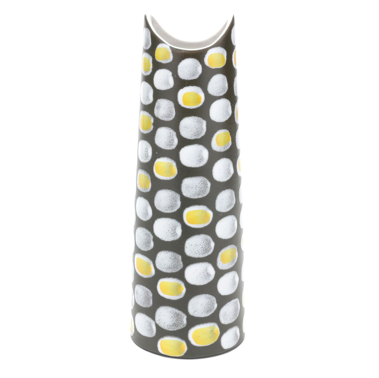 Mari Simmulson (Scandinavian, 1911-2000), Salix Vase: Mari Simmulson (Scandinavian, 1911-2000), Salix Vasefor Upsala-Ekeby, 1953-1956, earthenware, model 4098 vase in Salix pattern, marked with company backstamp and model number to underside. 9 7/8 x 3 1