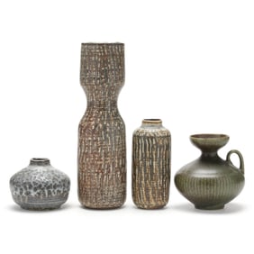 Gunnar Nylund (Swedish, 1904-1997), Four Mid-Century Pottery Vases