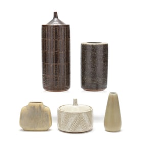 Per Linnemann-Schmidt (Danish, 1912-1999), Five Studio Vessels