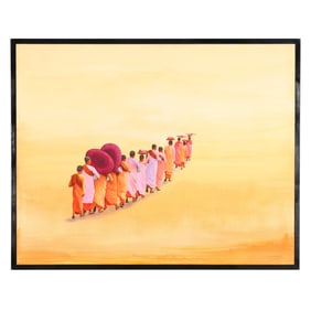 Min Wae Aung (Burmese, b. 1960), Procession of Monks