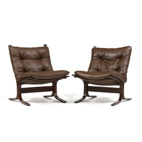 Ingmar Relling (Norway, 1920-2002), Pair of Rosewood and Leather Siesta Chairs
