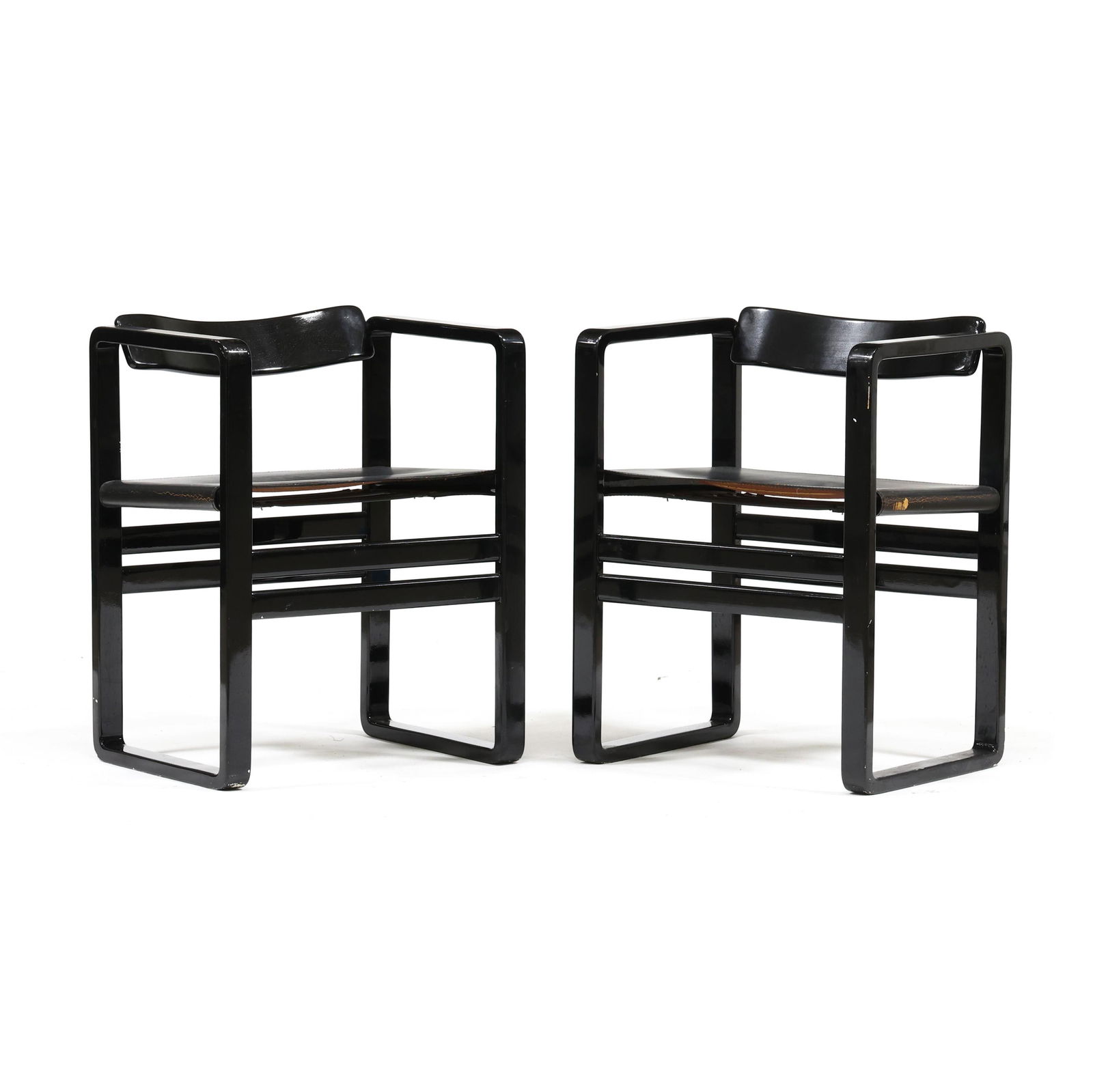Pair of Post-Modern Black Lacquered Armchairs (1 of 7)