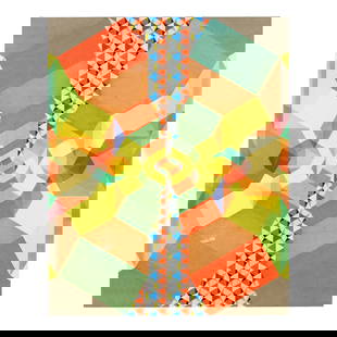 John Hiigli (American, 1943-2017),  Tessellated Echo: John Hiigli (American, 1943-2017), Tessellated Echotransparent and opaque oil on canvas, unsinged, unframed. 75 1/2 x 61 1/2 in John Hiigli was an abstract geometric painter and co-founder / co-direct