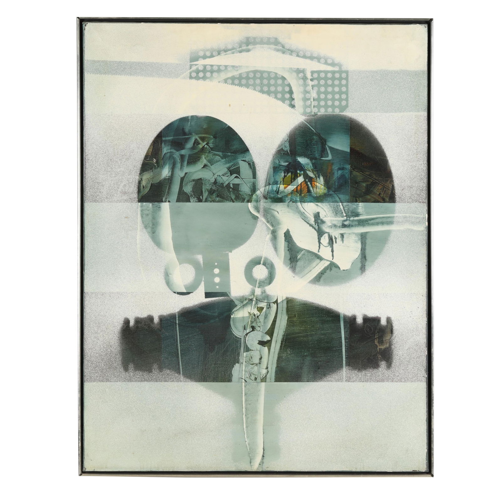 Rogelio Polesello (Argentinian, 1939-2014), No. 1: Rogelio Polesello (Argentinian, 1939-2014), No. 1acrylic on canvas, 1964, signed and inscribed to the reverse, presented in a chrome floater frame. Stretcher size 45 3/4 x 35 in.; Frame dimensions 46