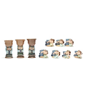 Jane Peiser (NC, 1932-2022), Ten Ceramic Figural Cups and Goblets