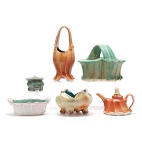 Gertrude Graham "Gay" Smith (NC), Six Sculptural Art Pottery Wares