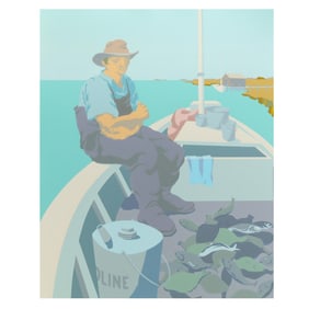 Claude Howell (NC, 1915-1997), Seated Fisherman