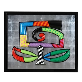 Romero Britto (Brazilian, b. 1963), Large Framed Three-Dimensional Floral Wall Hanging
