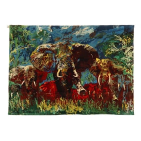 LeRoy Neiman (American, 1921-2012), Elephant Stampede Tapestry