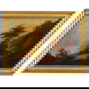 English School (Late 19th Century), Mountain Landscape with Path under Trees: English School (Late 19th Century), Mountain Landscape with Path under Treesoil on canvas, unsigned, presented in a cove molded giltwood frame. Stretcher size 20 1/2 x 28 in.; Frame dimensions 25 1/2