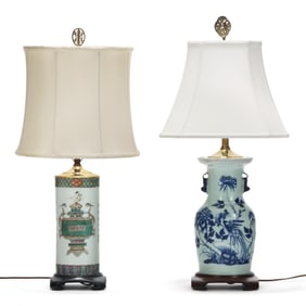 Two Chinese Porcelain Vase Lamps