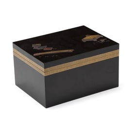 A Japanese Black Lacquer Box with Scholar Motifs