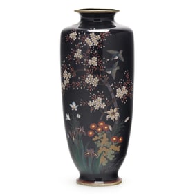 A Japanese Cloisonne Vase with Cherry Blossoms