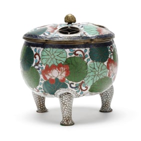 A Japanese Footed Cloisonné Censer with Cover