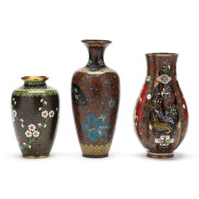A Group of Three Japanese Cloisonné Vases