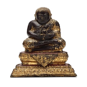 A Thai Gilt Bronze Sculpture of Sangkajai (Mahakatyayana)