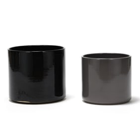 Gainey Ceramics, Two Black Glazed Planters