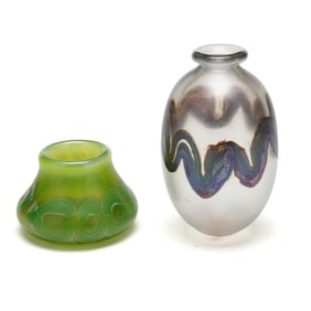 Mark Peiser, Two Early Art Glass Cabinet Vases