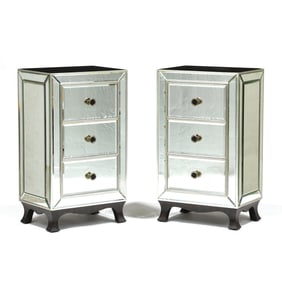 LaBarge, Pair of Mirrored Side Cabinets