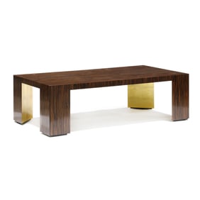 Modern History, Exotic Wood and Gilt Cocktail Table
