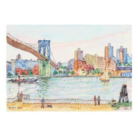 Konstantin Bokov (Ukranian-American, b. 1940), Brooklyn Bridge Landscape