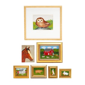 Charles Wehringer (American, 20th Century), Seven Small Paintings, Farm Theme