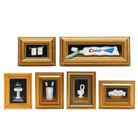 Charles Wehringer (American, 20th Century), Six Miniature Bathroom Paintings