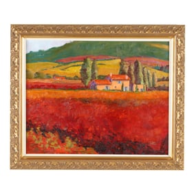 S. Trotter (Late 20th Century), Italian Landscape with Villa