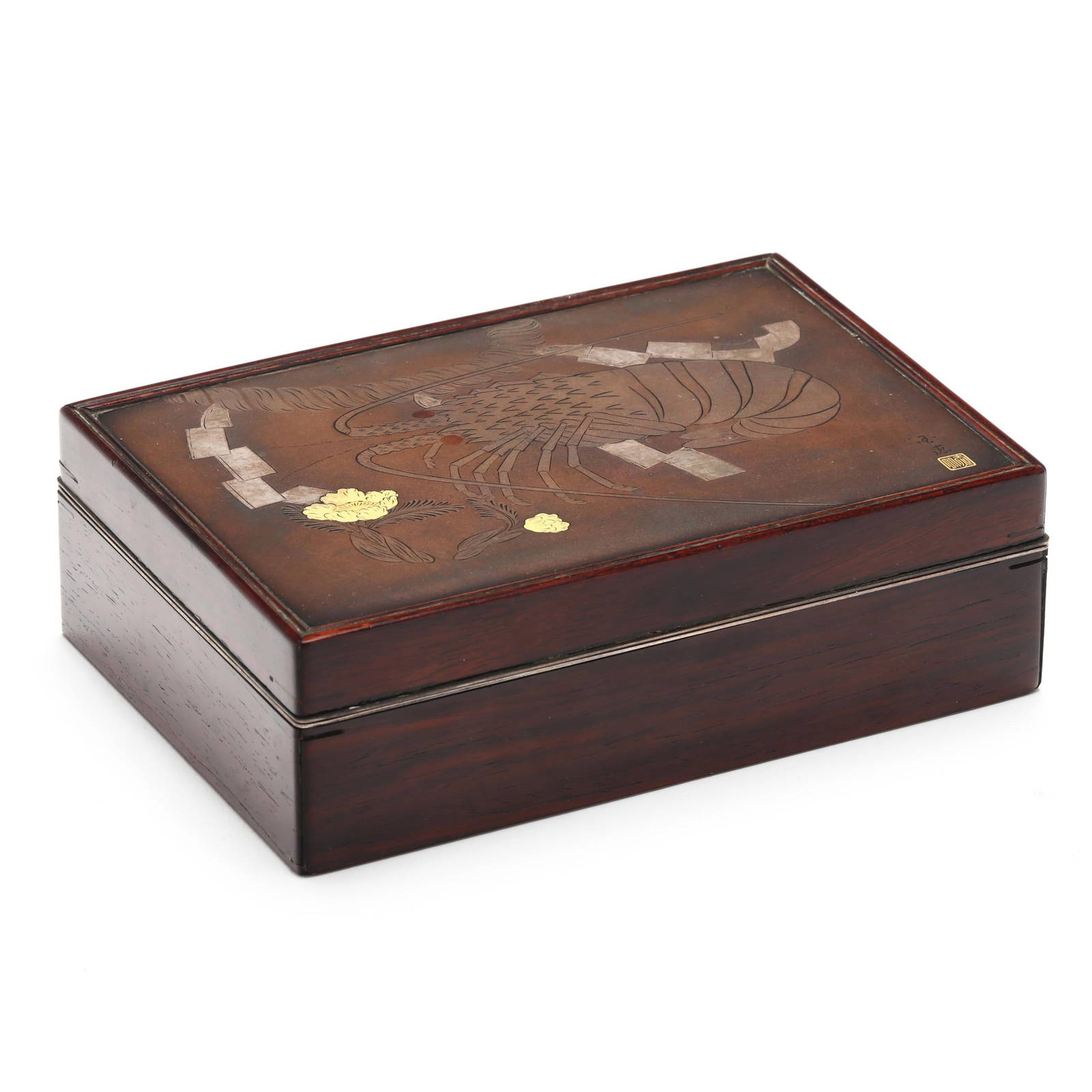 A Japanese Mixed Metal Box with Sea Animal