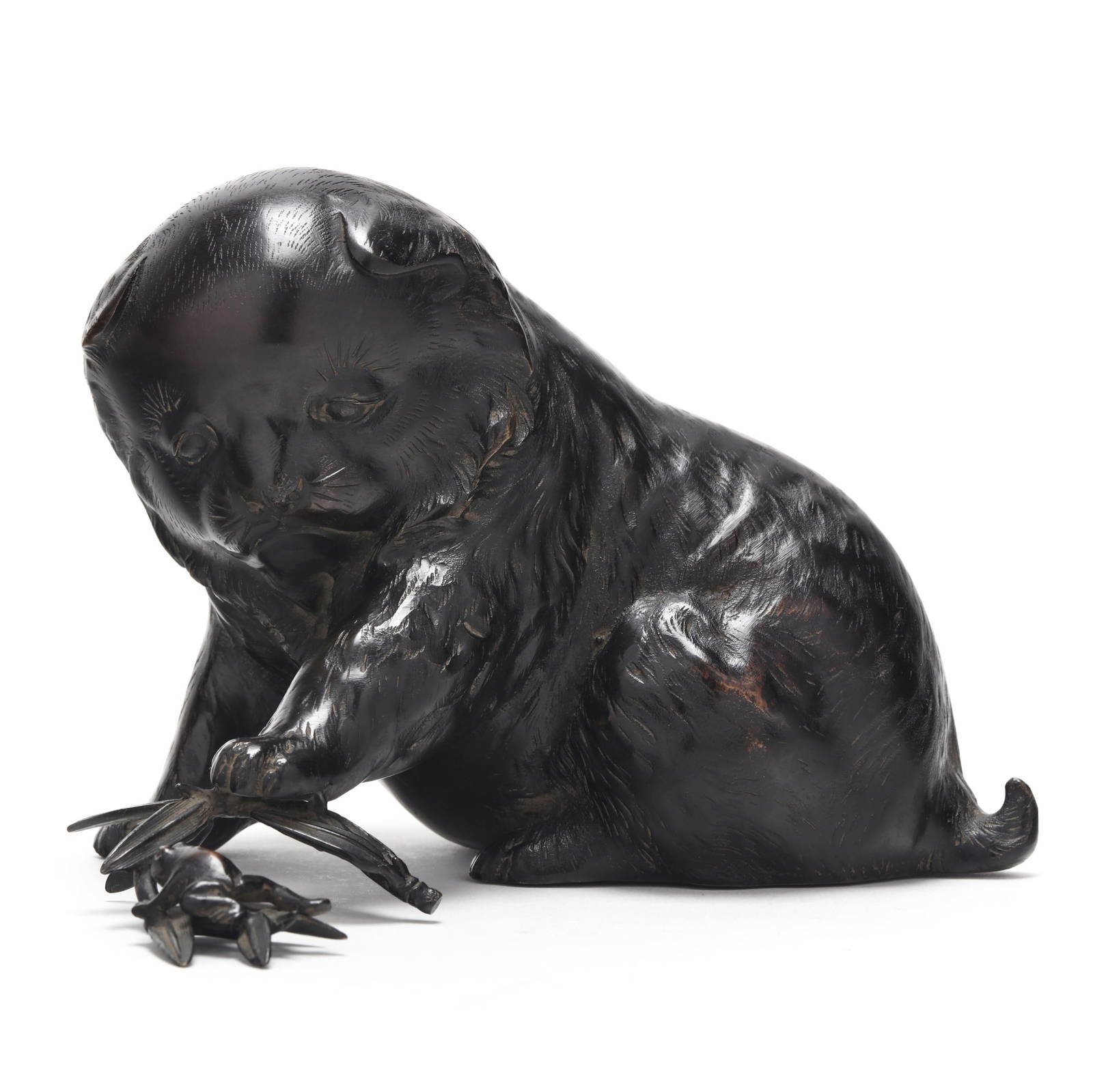 A Japanese Bronze Okimono of a Puppy by Masayuki