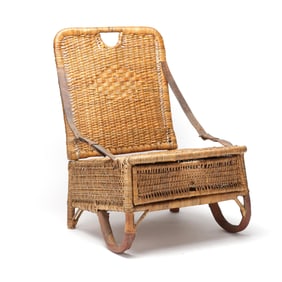 Vintage Folding Wicker Canoe Chair